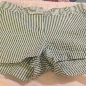 Juniors JCrew green striped seersucker shorts Sz00